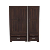 ONIJA  Wooden 3 Door Wardrobe for Clothes with 4 Drawer 4 Shelf Storage & Hanging Space - Sheesham Wood Almirah for Bedroom - WALNUT FINISH